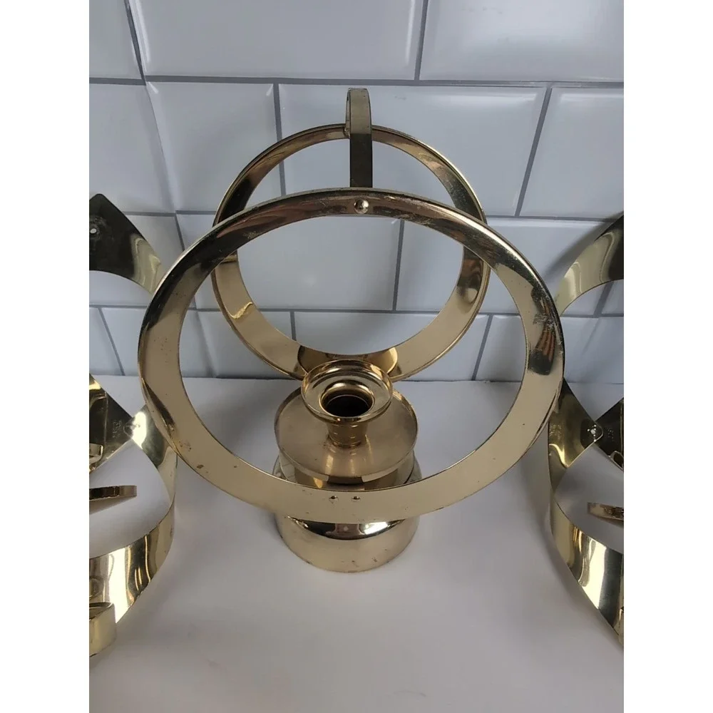 Vintage Mascot 3-piece Gold Tone Brass/Metal Wall Mount Sconces & Centerpiece